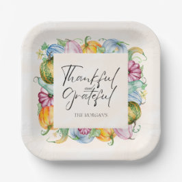 Thanksgiving Waterverf Pompoen en bladeren Papieren Bordje