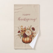 Thanksgiving-Waterverf Pompoen en Bloemen Bad Handdoek (Handdoek)