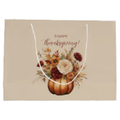 Thanksgiving-Waterverf Pompoen en Bloemen- Groot Cadeauzakje (Achterkant)
