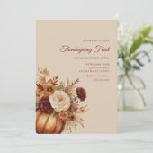 Thanksgiving-Waterverf Pompoen en Bloemen- Kaart (Staand voorkant)