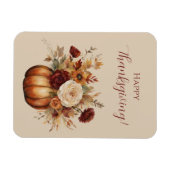 Thanksgiving-Waterverf Pompoen en Bloemen- Magneet (Horizontaal)
