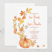 Thanksgiving Waterverf pompoen Kaart (Voorkant / Achterkant)