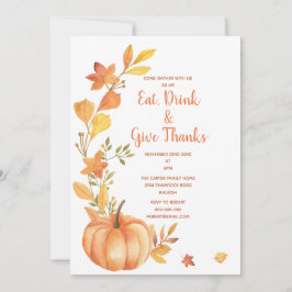 Thanksgiving  Waterverf pompoen Kaart