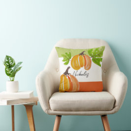Thanksgiving Waterverf pompoenen gepersonaliseerd Kussen