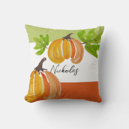 Thanksgiving Waterverf pompoenen gepersonaliseerd Kussen