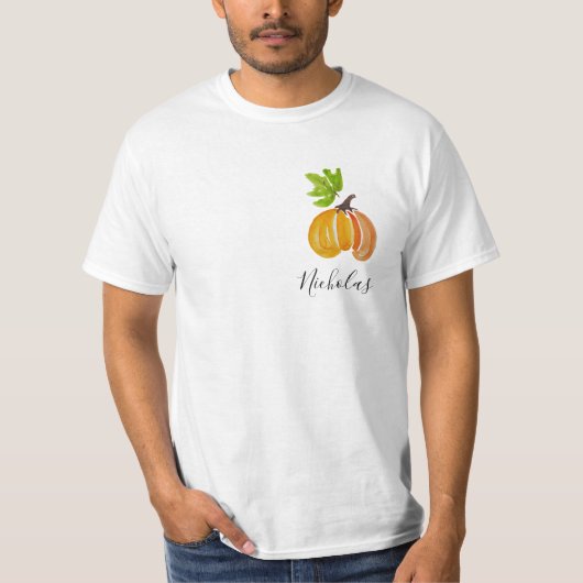 Thanksgiving Waterverf pompoenen gepersonaliseerd T-shirt (Voorkant)