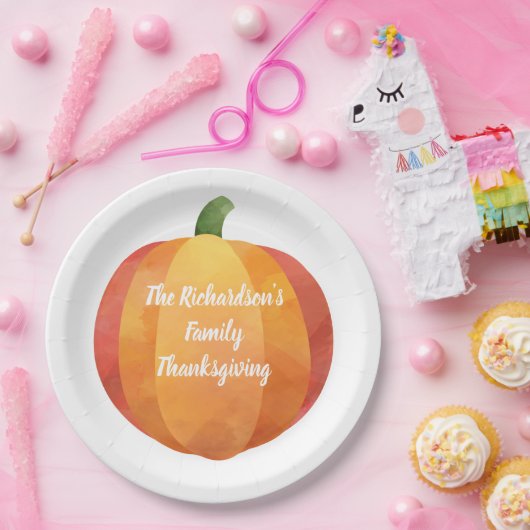Thanksgiving Waterverf Pumpkin - Aangepast Papieren Bordje (Feest)