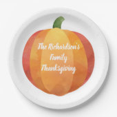 Thanksgiving Waterverf Pumpkin - Aangepast Papieren Bordje (Voorkant)