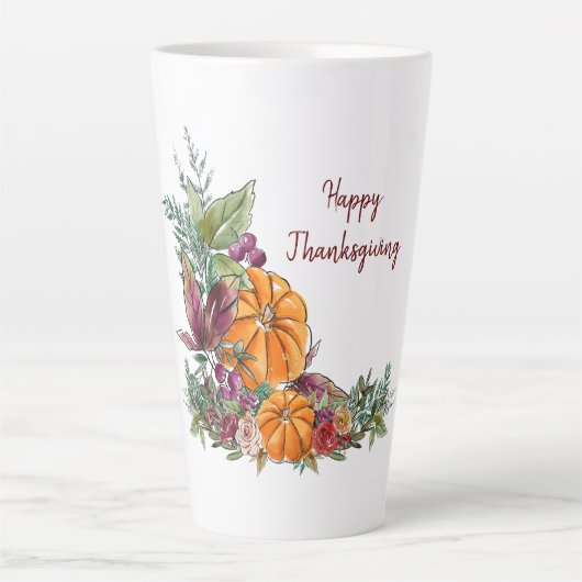 Thanksgiving Waterverf Pumpkins Autumn Latte Mok (Voorkant)