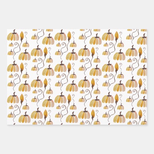 Thanksgiving Waterverf Pumpkins Inpakpapier Vel (Voorkant)
