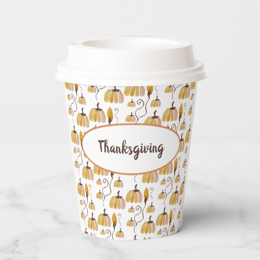 Thanksgiving Waterverf Pumpkins Papieren Bekers (Achterkant)