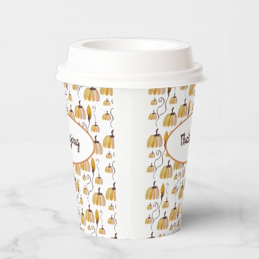 Thanksgiving Waterverf Pumpkins Papieren Bekers (Rechts)