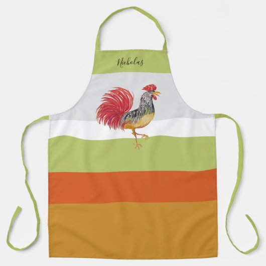 Thanksgiving Waterverf Rooster gepersonaliseerd Schort (Voorkant)