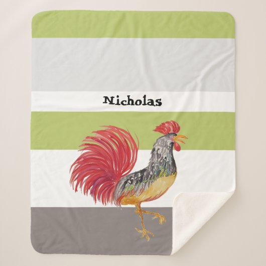 Thanksgiving Waterverf Rooster gepersonaliseerd Sherpa Deken (Voorkant)