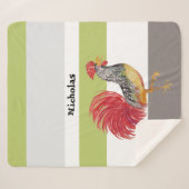 Thanksgiving Waterverf Rooster gepersonaliseerd Sherpa Deken (Voorkant (horizontaal))