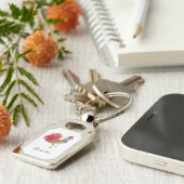 Thanksgiving Waterverf Rooster gepersonaliseerd Sleutelhanger (Zijkant)