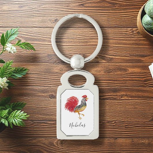 Thanksgiving Waterverf Rooster gepersonaliseerd Sleutelhanger