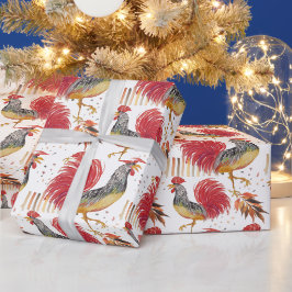 Thanksgiving Waterverf Rooster Handbeschilderd Cadeaupapier