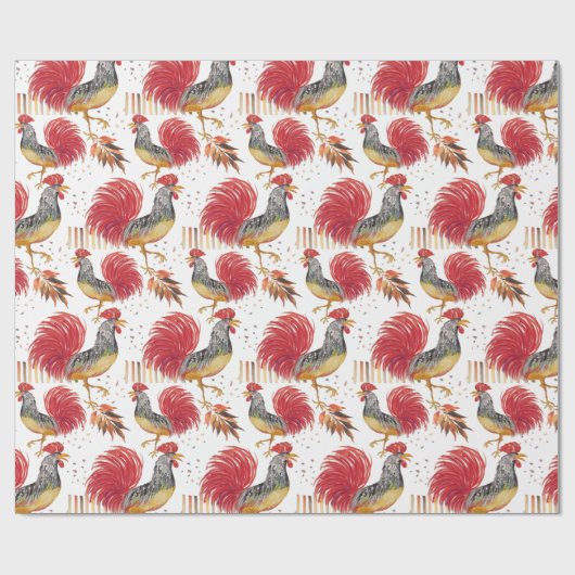 Thanksgiving Waterverf Rooster Handbeschilderd Cadeaupapier (Vlak)