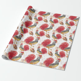 Thanksgiving Waterverf Rooster Handbeschilderd Cadeaupapier