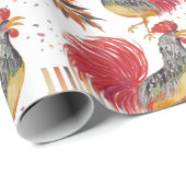 Thanksgiving Waterverf Rooster Handbeschilderd Cadeaupapier (Rol Hoek)