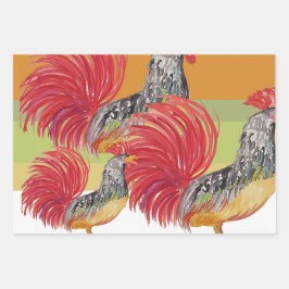 Thanksgiving Waterverf Rooster Handbeschilderd Inpakpapier Vel