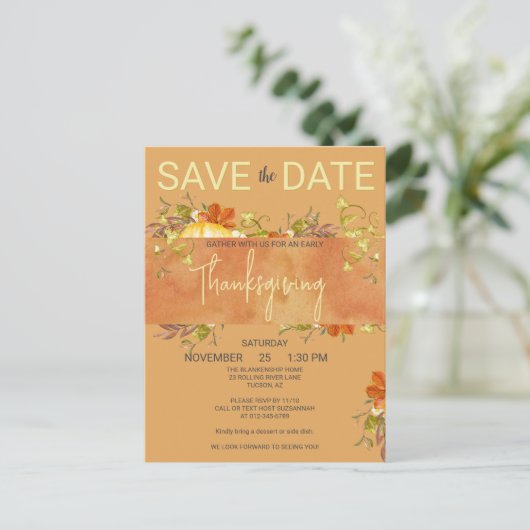 Thanksgiving Waterverf Rustiek groen & bladeren Briefkaart (Staand voorkant)