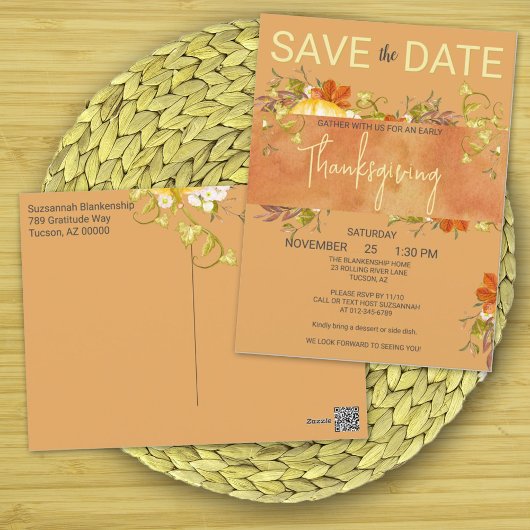 Thanksgiving Waterverf Rustiek groen & bladeren Briefkaart