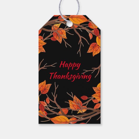 Thanksgiving Waterverf terugval Cadeaulabel (Voorkant)
