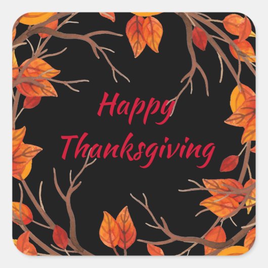 Thanksgiving Waterverf terugval Vierkante Sticker (Voorkant)