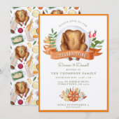 Thanksgiving Waterverf Turkije Binnenuitnodiging Kaart (Voorkant / Achterkant)