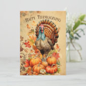 Thanksgiving Waterverf Turkije Feestdagenkaart (Staand voorkant)