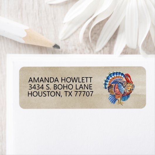 Thanksgiving Waterverf Turkije najaar Etiket (Insitu)