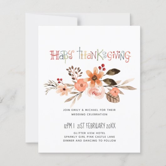 Thanksgiving Wedding Invitting Dusty Blue Oranje (Voorkant)