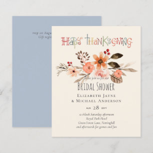 Thanksgiving Wedding Invitting Dusty Blue Oranje