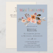 Thanksgiving Wedding Invitting Dusty Blue Oranje (Voorkant / Achterkant)