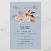 Thanksgiving Wedding Invitting Dusty Blue Oranje (Voorkant)