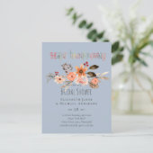 Thanksgiving Wedding Invitting Dusty Blue Oranje Briefkaart (Staand voorkant)