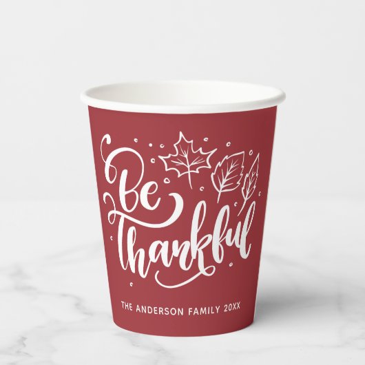 Thanksgiving Wees dankbaar dat het Manuscript Bour Papieren Bekers (Achterkant)