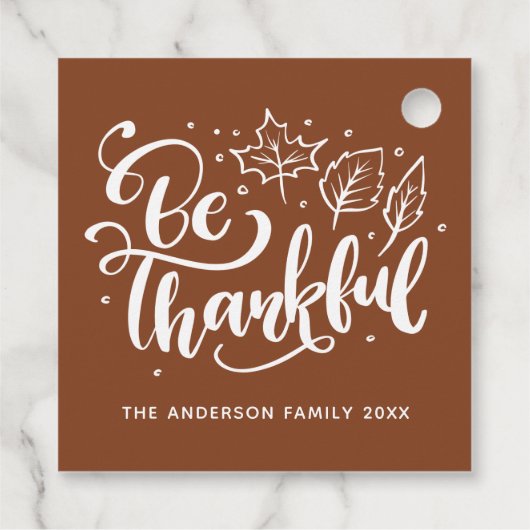 Thanksgiving Wees dankbaar dat het script Brown oo Bedankjes Labels (Achterkant)