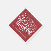 Thanksgiving Wees Dankbaar Script Oogst Burgundy Servet (Hoek)