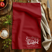 Thanksgiving Wees Dankbaar Script Oogst Burgundy Theedoek