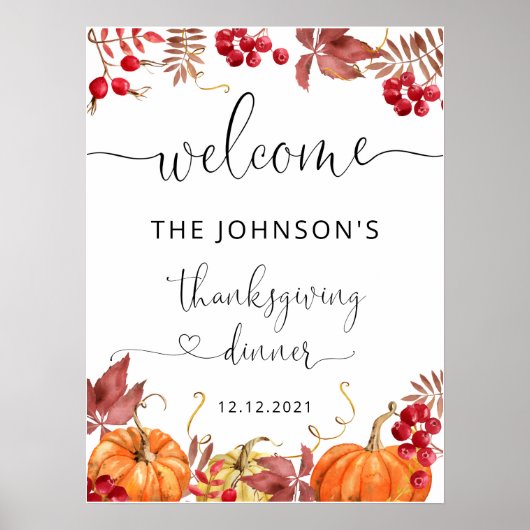 Thanksgiving welkom poster (Voorkant)