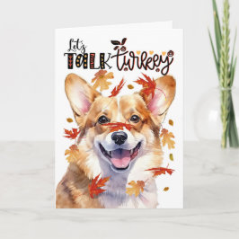 Thanksgiving Welsh Corgi Dog Lets Talk Turkije Feestdagen Kaart