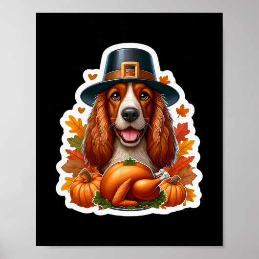 Thanksgiving Welsh Springer Spaniel Hondenbezitter Poster (Voorkant)