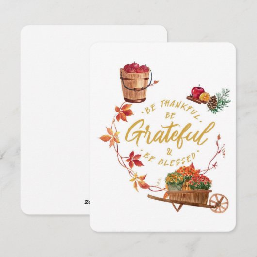 Thanksgiving Wenskaart, wees dankbaar Feestdagenkaart (Voorkant / Achterkant)