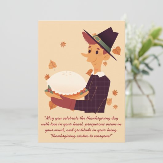 Thanksgiving wenst handgetekende Illustrator Feestdagenkaart (Staand voorkant)