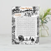 Thanksgiving wenst Lijst doolhof | pompoenen wit Feestdagenkaart (Staand voorkant)