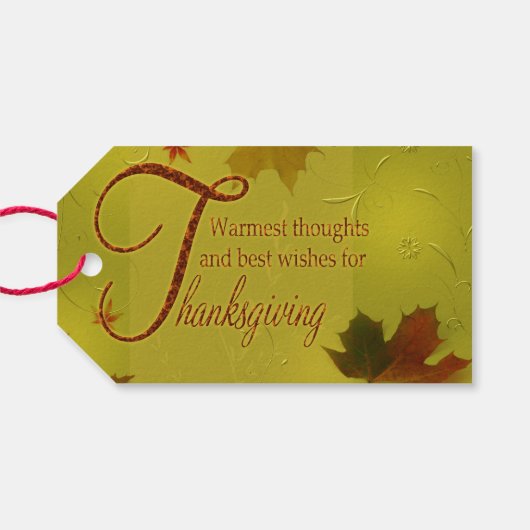 Thanksgiving wenst Typografie Leaves Cadeaulabel (Achterkant Horizontaal)