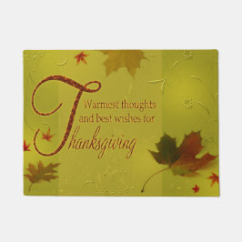 Thanksgiving wenst Typografie Leaves Deurmat